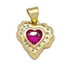Copper Heart Pendant Micro Pave Zirconia Gold Plated, approx 14mm