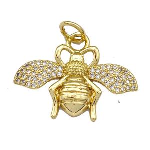 Copper Honeybee Pendant Micro Paved Zirconia Gold Plated, approx 15-25mm