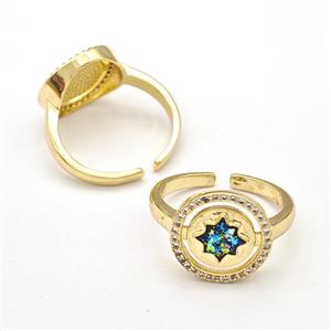 Copper Rings Pave Fire Opal Zirconia v18K Gold Plated, approx 14mm, 18mm dia