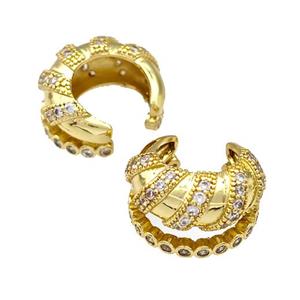Copper Rings Pave Zircon Spiral Gold Plated, approx 10mm, 17.5mm dia
