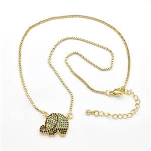 Copper Elephant Necklaces Pave Zirconia Gold Plated, approx 14-17mm, 1.2mm, 38-43cm