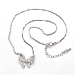 Copper Butterfly Necklaces Pave Zirconia Platinum Plated, approx 15-20mm, 1.2mm, 38-43cm