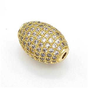 Copper Rice Beads Micro Pave Zirconia Gold Plated, approx 12-17mm