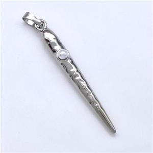 Copper Spike Pendant Pave Pearlized Resin Platinum Plated, approx 5-38mm