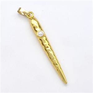 Copper Spike Pendant Pave Pearlized Resin Gold Plated, approx 5-38mm