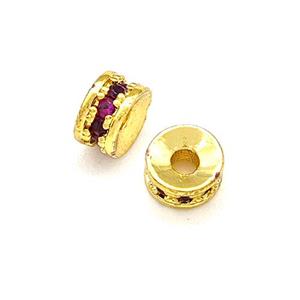 Copper Heishi Beads Pave Zirconia Gold Plated, approx 4mm