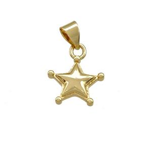 Copper Star Pendant Gold Plated, approx 12mm