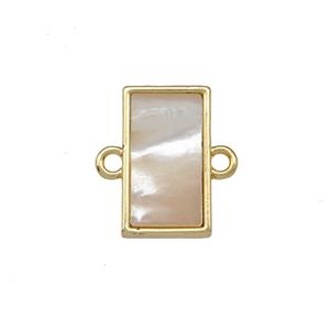 Copper Rectangle Connector Pave Shell 18K Gold Plated, approx 8-13.5mm