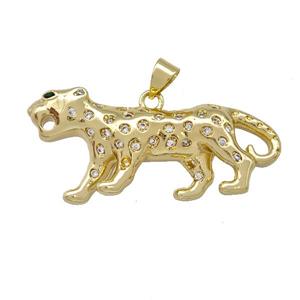 Copper Leopard Pendant Pave Zirconia Gold Plated, approx 17-40mm