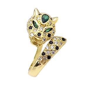 Copper Leopard Rings Micro Pave Zirconia Gold Plated, approx 11-14mm, 18mm dia
