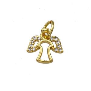 Copper Angel Pendant Pave Zirconia Gold Plated, approx 8-10mm