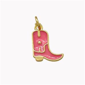 Copper Shoes Pendant Pink Enamel Gold Plated, approx 11mm