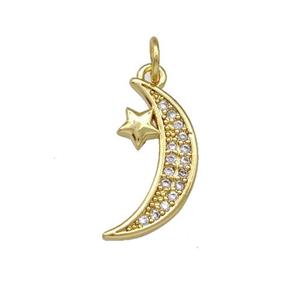 copper pendant pave zircon, gold plated, approx 9-18mm