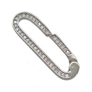 Copper Carabiner Clasp Micro Pave Zirconia Platinum Plated, approx 8-28mm
