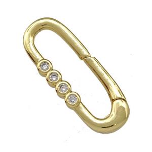 Copper Carabiner Clasp Micro Pave Zirconia Gold Plated, approx 10-26mm