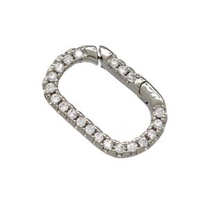 Copper Carabiner Clasp Micro Pave Zirconia Platinum Plated, approx 10-17mm