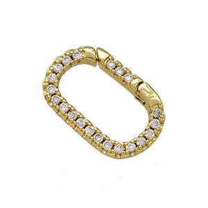 Copper Carabiner Clasp Micro Pave Zirconia Gold Plated, approx 10-17mm