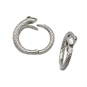 Copper Snake Clasp Pave Zircon Platinum Plated, approx 14mm