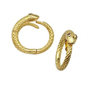 Copper Snake Clasp Pave Zircon Gold Plated, approx 14mm