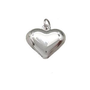 Copper Heart Pendant Hollow Platinum Plated, approx 16mm