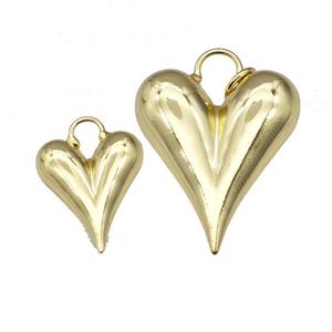 Copper Heart Pendant Hollow Gold Plated, approx 20-25mm