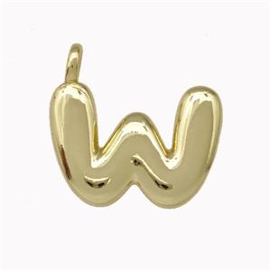 Copper Letter-W Pendant Gold Plated, approx 12-14mm