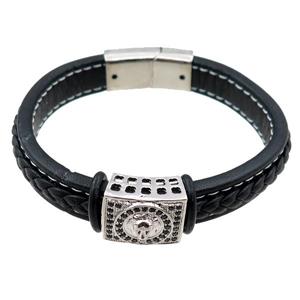 PU leather bracelet with magnetic clasp, approx 12mm, 70mm dia