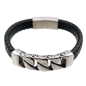 PU leather bracelet with magnetic clasp, lion, approx 12mm, 70mm dia