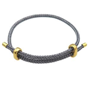 gray Tiger Tail Steel Bracelet, adjustable, approx 3mm thickness