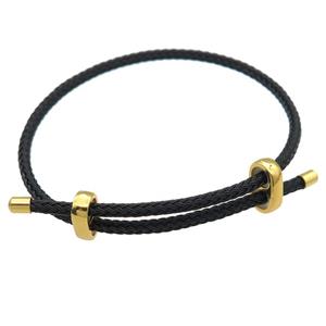 black Tiger Tail Steel Bracelet, adjustable, approx 3mm thickness