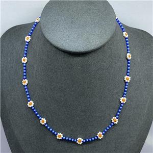 handmade Necklace with miyuki glass, braid flower, approx 2mm, 40-45cm length