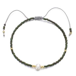 Handmade Miyuki Glass Bracelet With Pearl Adjustable, approx 2mm, 16-24cm length