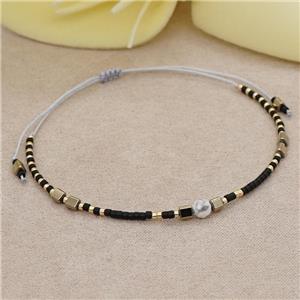 handmade miyuki glass Bracelet with howlite, adjustable, approx 4mm, 16-24cm length