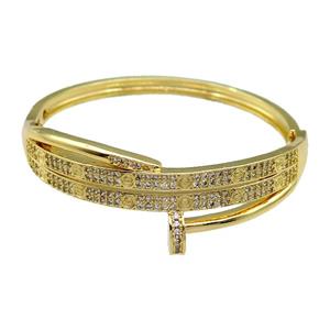 Copper Bangle Pave Zircon Gold Plated, approx 20mm, 55mm