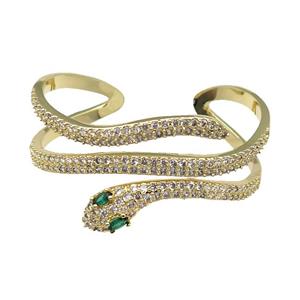 Copper Snake Bangle Pave Zircon Gold Plated, approx 35mm, 50-60mm