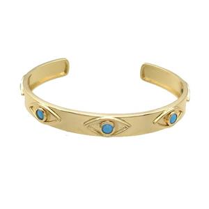 Copper Bangle Pave Zircon Eye Gold Plated, approx 8.5mm, 50-60mm