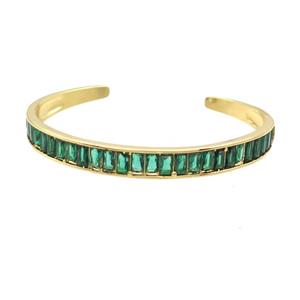 Copper Bangle Pave Green Zircon Gold Plated, approx 7.5mm, 50-60mm