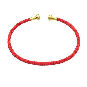 Copper Bangle Red Nylon Wire Wrapped Gold Plated, approx 3mm