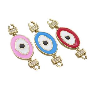 Copper Connectore Pave Zircon Enamel Eye Gold Plated Mixed, approx 16-23mm, 45mm