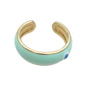 Copper Ring Green Enamel Eye Gold Plated, approx 6.5mm, 18mm dia