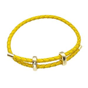 Golden PU Leather Bracelet Adjustable, approx 3mm thickness