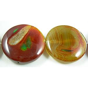 Natural Agate beads, Coin Round, dye, 35mm dia,11mm thick,11pcs per st