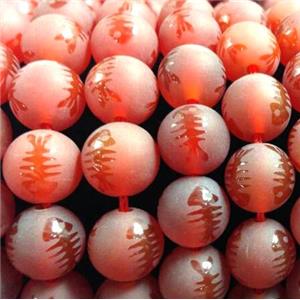 round matte Agate Beads, red, approx 8mm dia