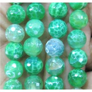 faceted round Green Fired Agate Beads, approx 10mm dia
