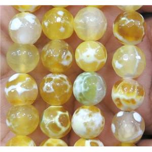 faceted round yellow Fired Agate beads, approx 10mm dia