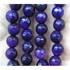 Agate bead, faceted round, deep purple, approx 6mm dia