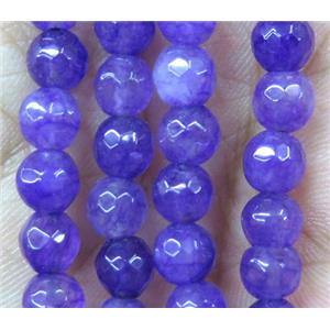 Agate bead, faceted round, lavender, approx 6mm dia