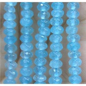 aqua jade bead, faceted rondelle, approx 2x4mm