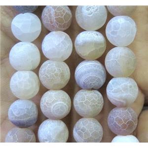 frosted Crackle Agate Stone bead, round, approx 12mm dia