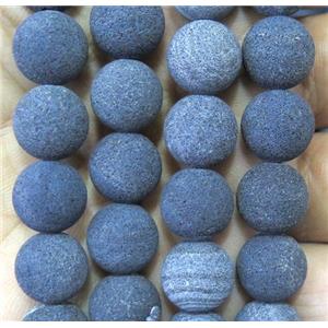 black frosted Crackle Agate Stone beads, round, approx 6mm dia